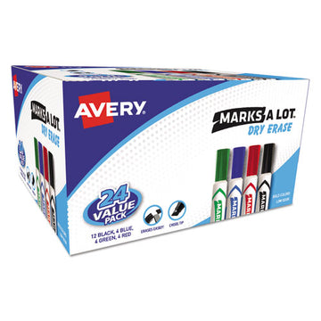 Avery® Marks A Lot Desk-style Dry Erase Marker, Broad Chisel Tip, Assorted Colors, 4-set (24409) freeshipping - TVN Wholesale